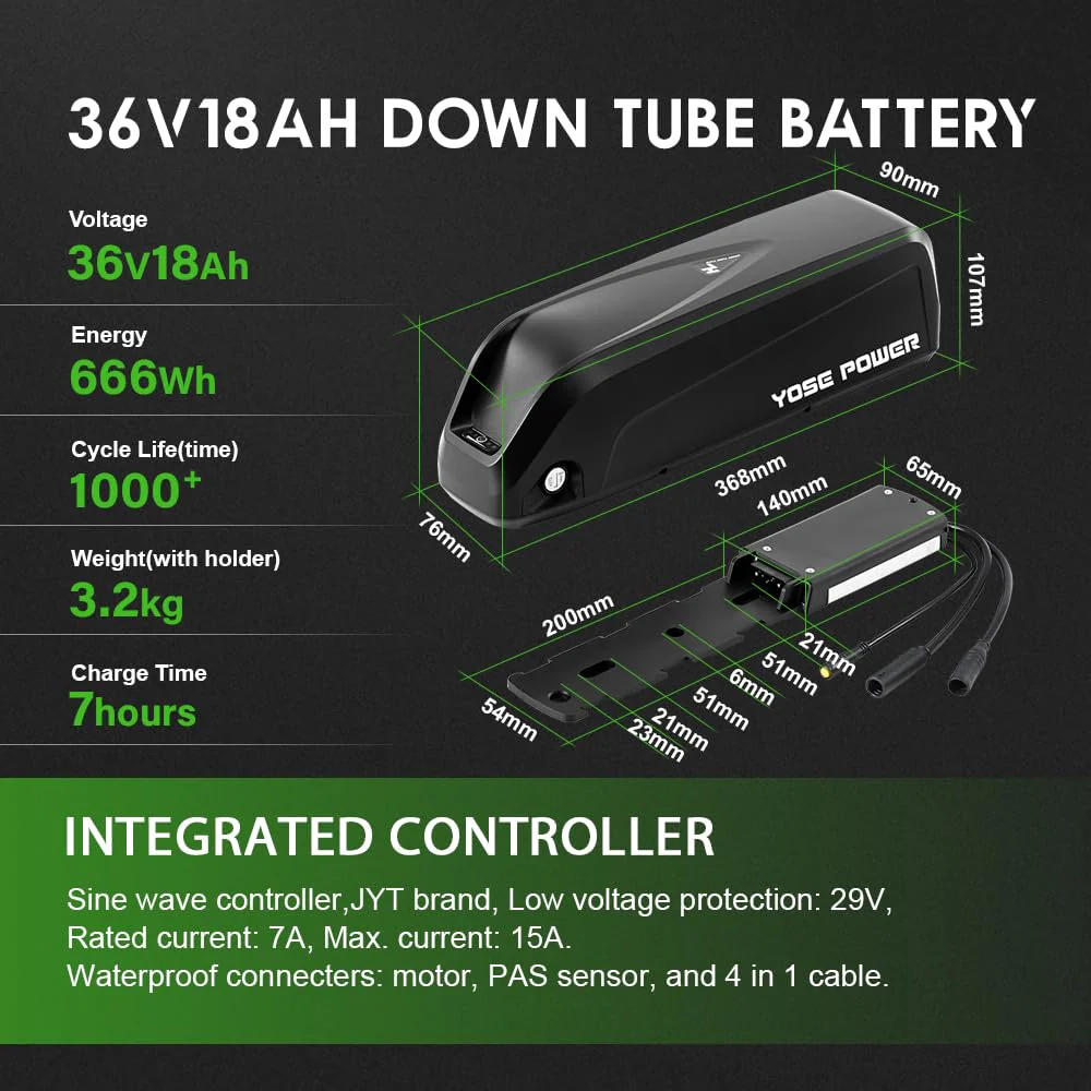YOSE POWER 28" Ebike Umbausatz 36V 250W Heckmoter Elektrofahrrad Conversion Kit für Schraubritzel Freewheel mit Integrierte Controller Hailong 36V 18Ah Batterie - Image 2
