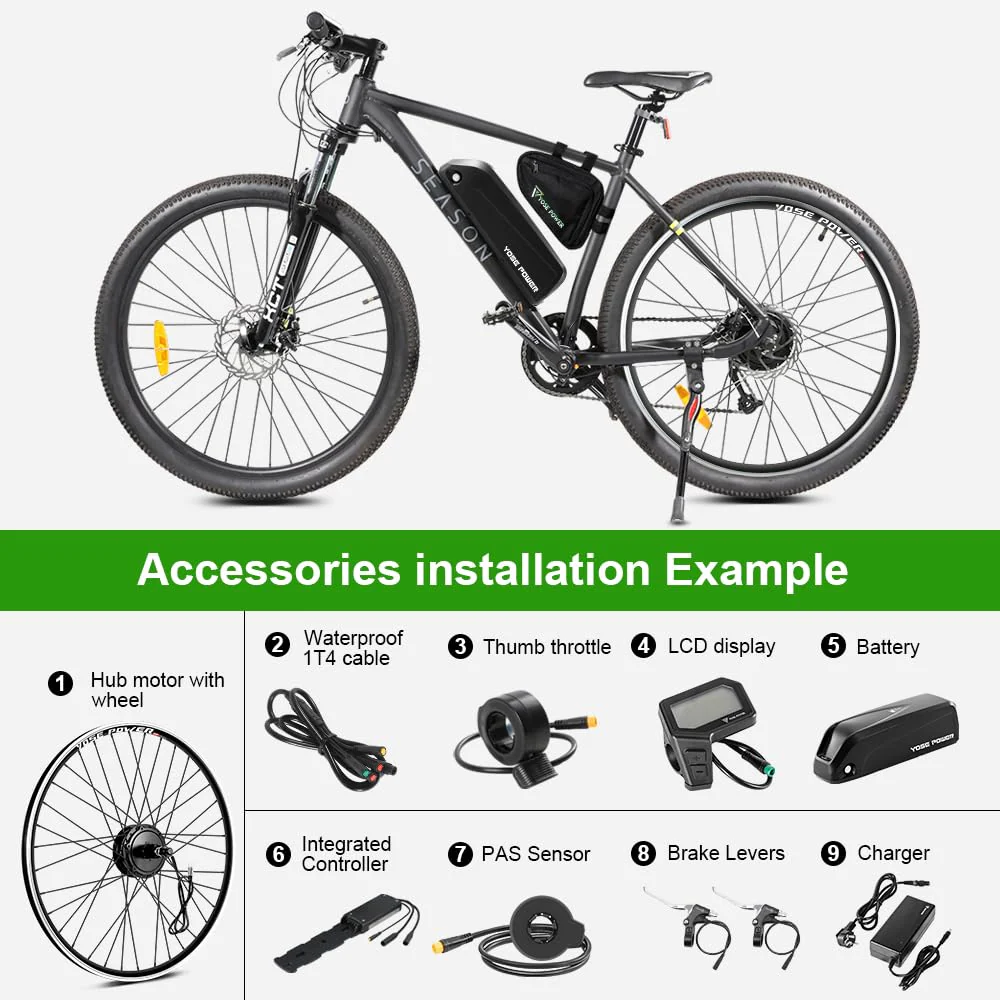 YOSE POWER 28" Ebike Umbausatz 36V 250W Heckmoter Elektrofahrrad Conversion Kit für Steckritzel Cassette mit Integrierte Controller Hailong 36V 18Ah Batterie - Image 6