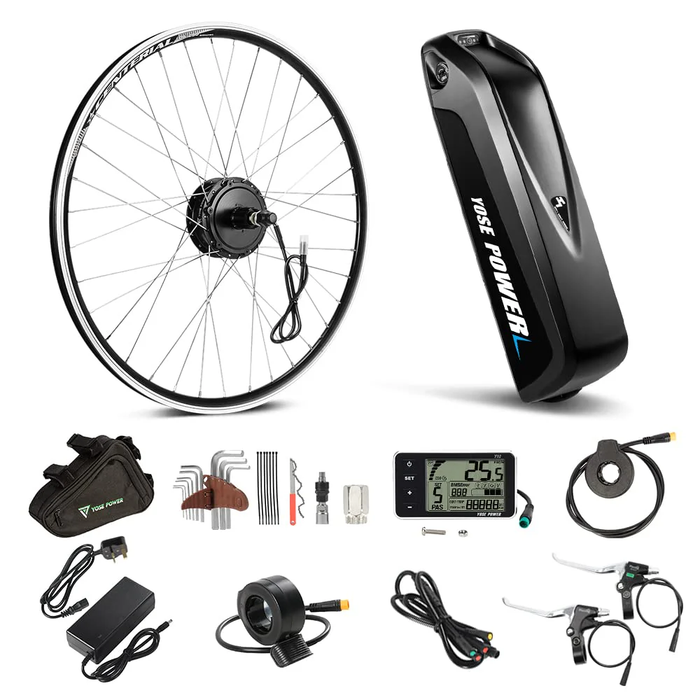 YOSE POWER 28 Zoll Ebike Umbausatz 36V350W Heckmoter, Elektrofahrrad Conversion Kit 28" (700C) fĂŒr Steckkranz Kassette(ohne Steckritzel) mit Integrierte Controller 36V13Ah Batterie