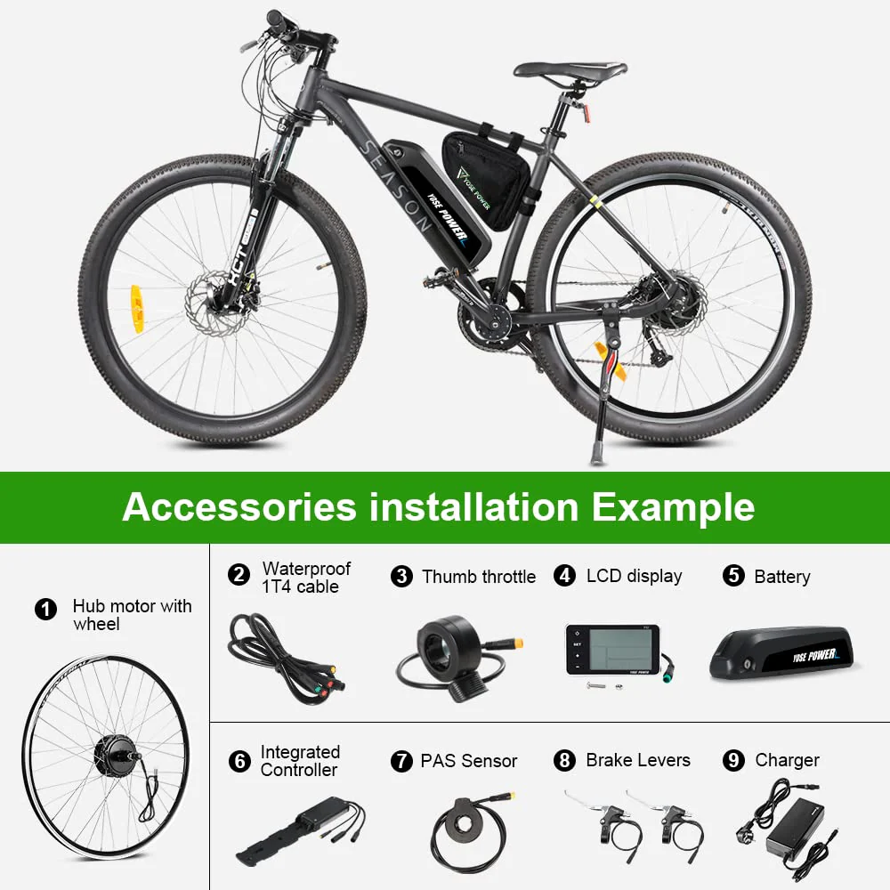 YOSE POWER 28 Zoll Ebike Umbausatz 36V350W Heckmoter, Elektrofahrrad Conversion Kit 28" (700C) fĂŒr Steckkranz Kassette(ohne Steckritzel) mit Integrierte Controller 36V13Ah Batterie - Image 2
