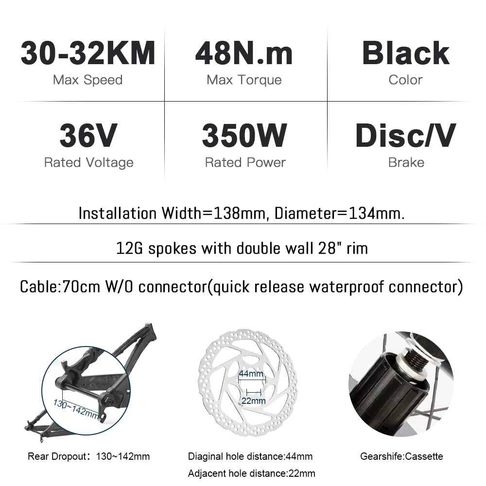 YOSE POWER 28 Zoll Ebike Umbausatz 36V350W Heckmoter, Elektrofahrrad Conversion Kit 28" (700C) fĂŒr Steckkranz Kassette(ohne Steckritzel) mit Integrierte Controller 36V13Ah Batterie - Image 5
