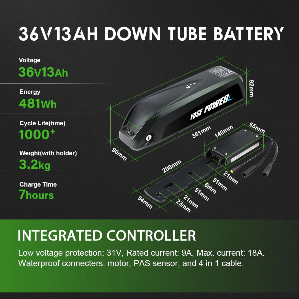 YOSE POWER 28 Zoll Ebike Umbausatz 36V350W Heckmoter, Elektrofahrrad Conversion Kit 28" (700C) fĂŒr Steckkranz Kassette(ohne Steckritzel) mit Integrierte Controller 36V13Ah Batterie - Image 7