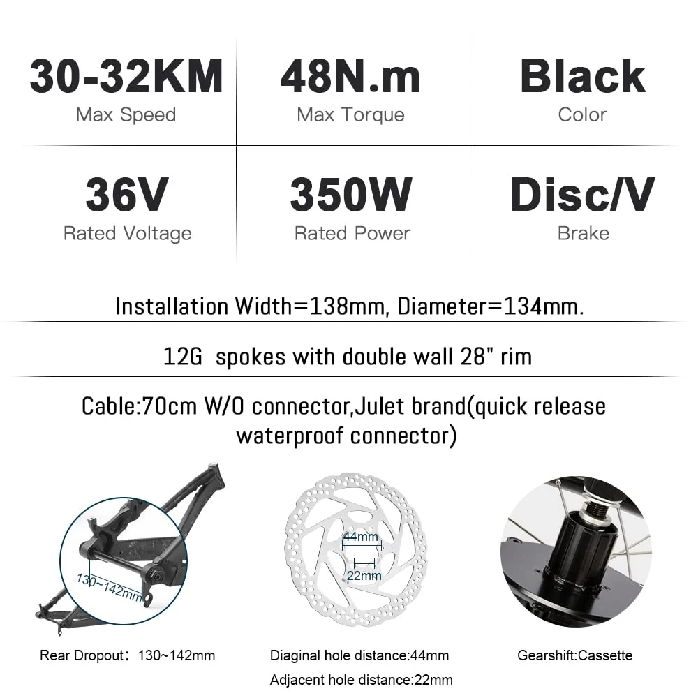 YOSE POWER E-Bike Conversion Kit 36V350W 28"(700C) Heckmotor Steckkranz Elektrofahrräder Umbausatz Cassette 28 Zoll Schwarz mit LCD Display - Image 5