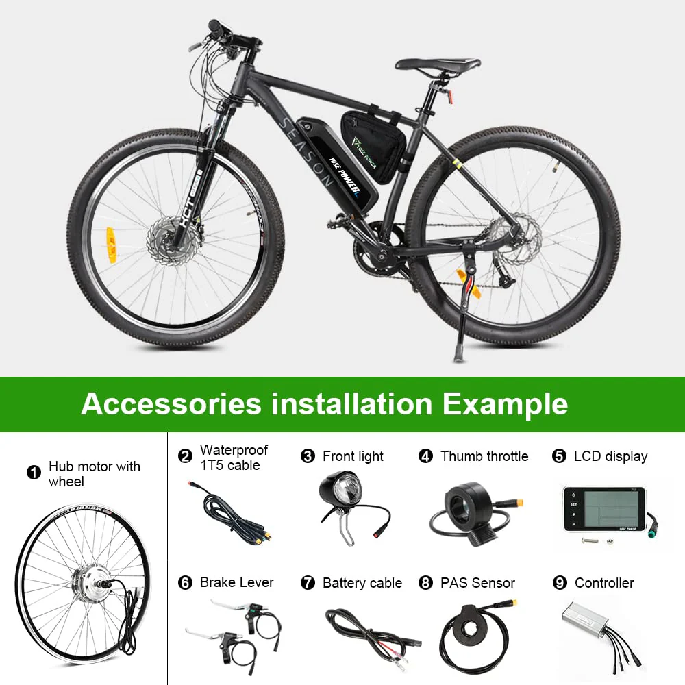 YOSE POWER E-Bike Conversion Kit Front Wheel 36V250W24'' Elektrofahrräder Umbausatz Vorderrad 24 Zoll mit LCD Display - Image 3