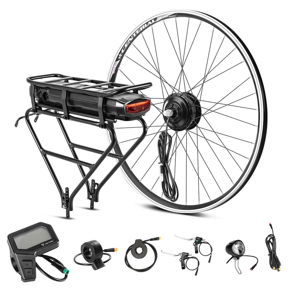 YOSE POWER Ebike Kit 36V250W 28" Frontmotor Fahrrad E-Bike Hub Umbausatz Integrierte Controller mit 36V 13Ah Gepäckträger Akku für 28" Scheibenbremse V-Brake Hinterrad Bike mit Rücklicht - Image 4
