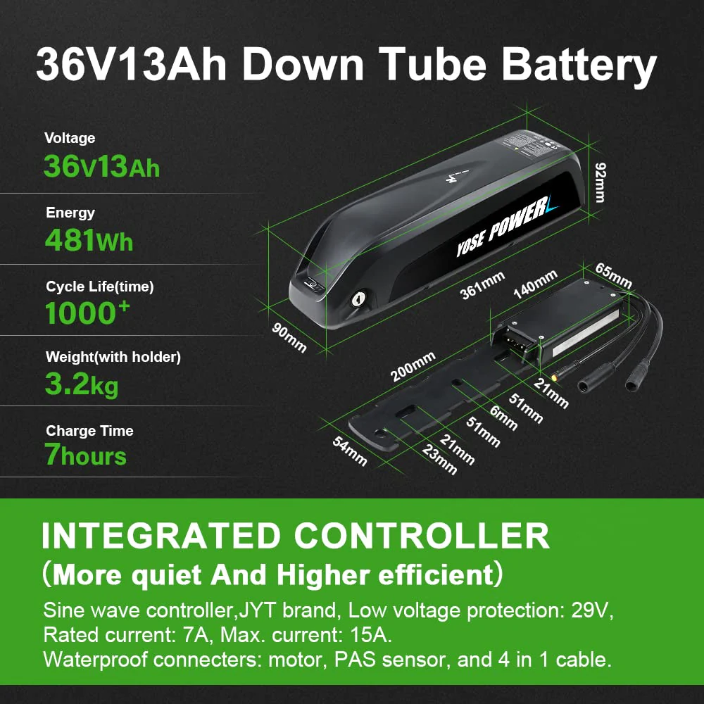 YOSE POWER Ebike Umbausatz 36V250W 28" Heckmoter Elektrofahrrad Conversion Kit für Schraubritzel Freewheel mit Integrierte Controller 36V13Ah Batterie - Image 7