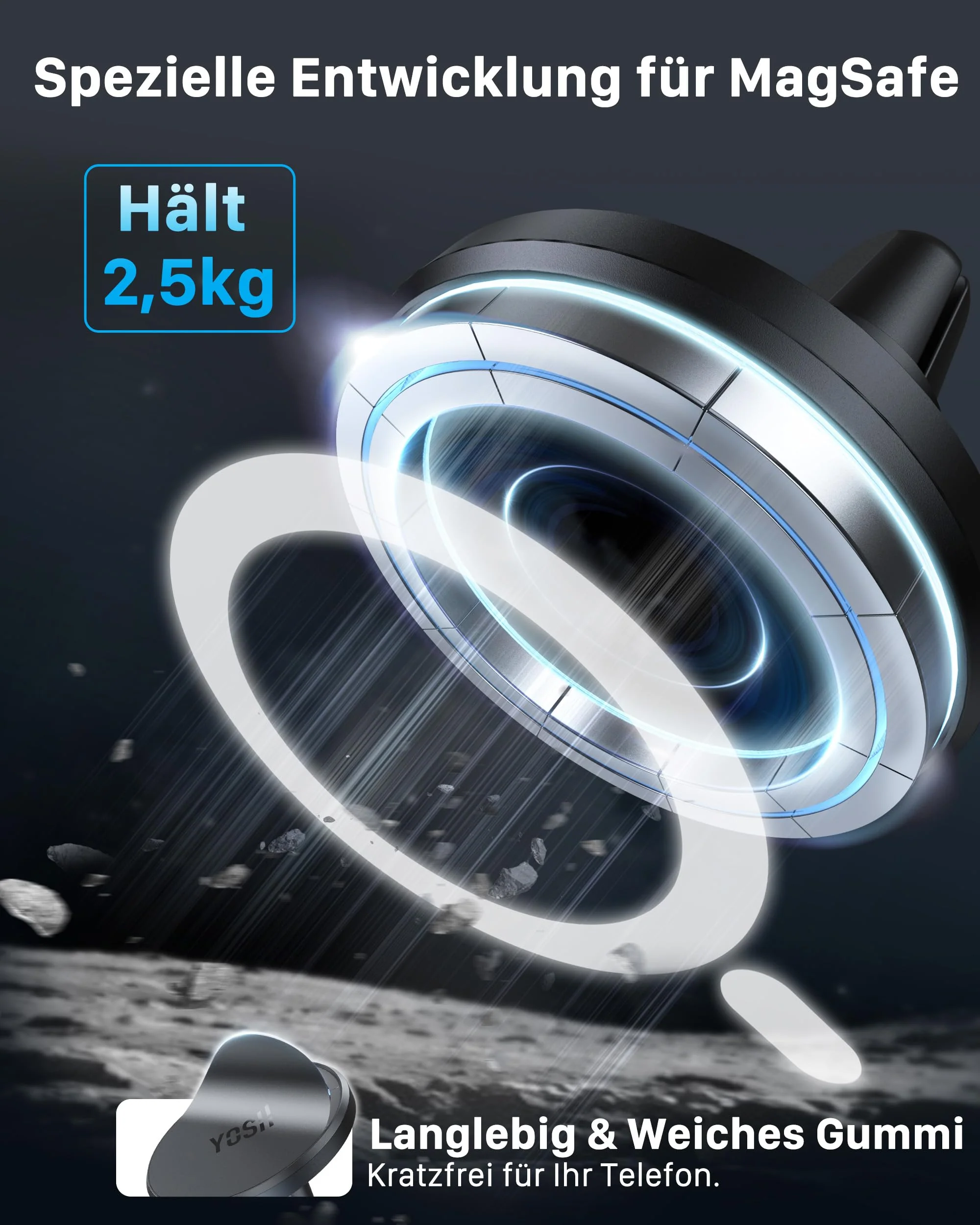 YOSH für MagSafe Autohalterung, Handyhalterung Auto mit N52 Magnet, Ultra-Stabiler Lüftung KFZ Handyhalterung, Magnetische Handyhalter fürs Auto, für iPhone 17/16/15/14/13/12 Serie, ohne Metallplatte - Image 6