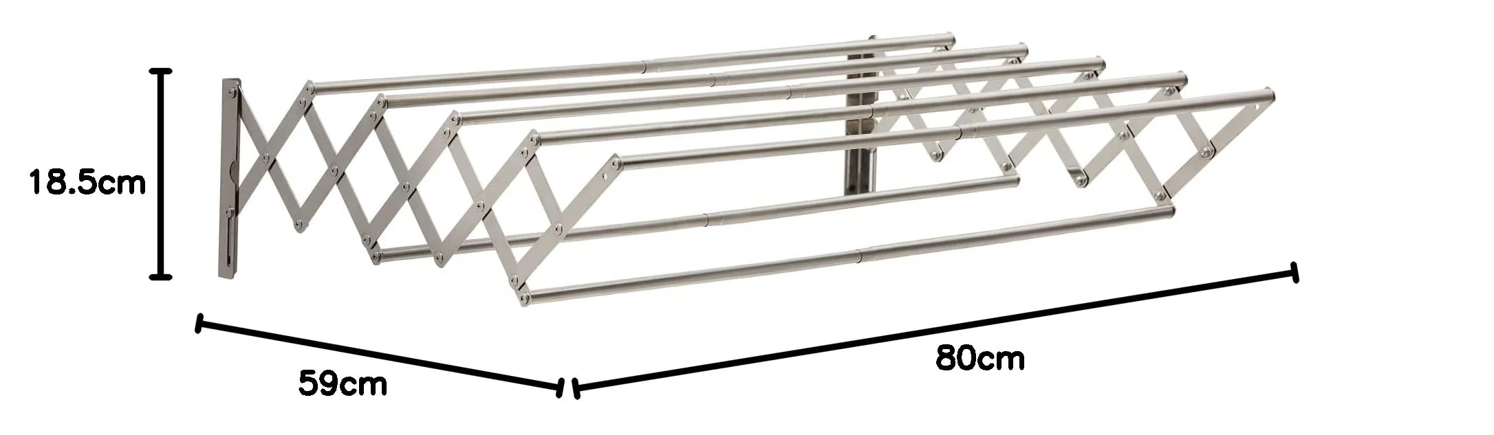 YOUDENOVA Wäscheständer Wandmontage, Wäschetrockner Wand ausziehbar mit 7 Stangen, platzsparender Trockenständer für Waschraum, Handtuchhalter aus Metall für Bad, (42-80) x 59 x 19cm, Silber - Image 2