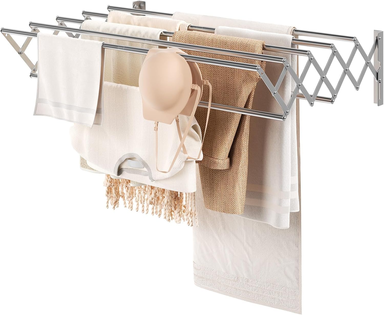 YOUDENOVA Wäscheständer Wandmontage, Wäschetrockner Wand ausziehbar mit 7 Stangen, platzsparender Trockenständer für Waschraum, Handtuchhalter aus Metall für Bad, (42-80) x 59 x 19cm, Silber - Image 7