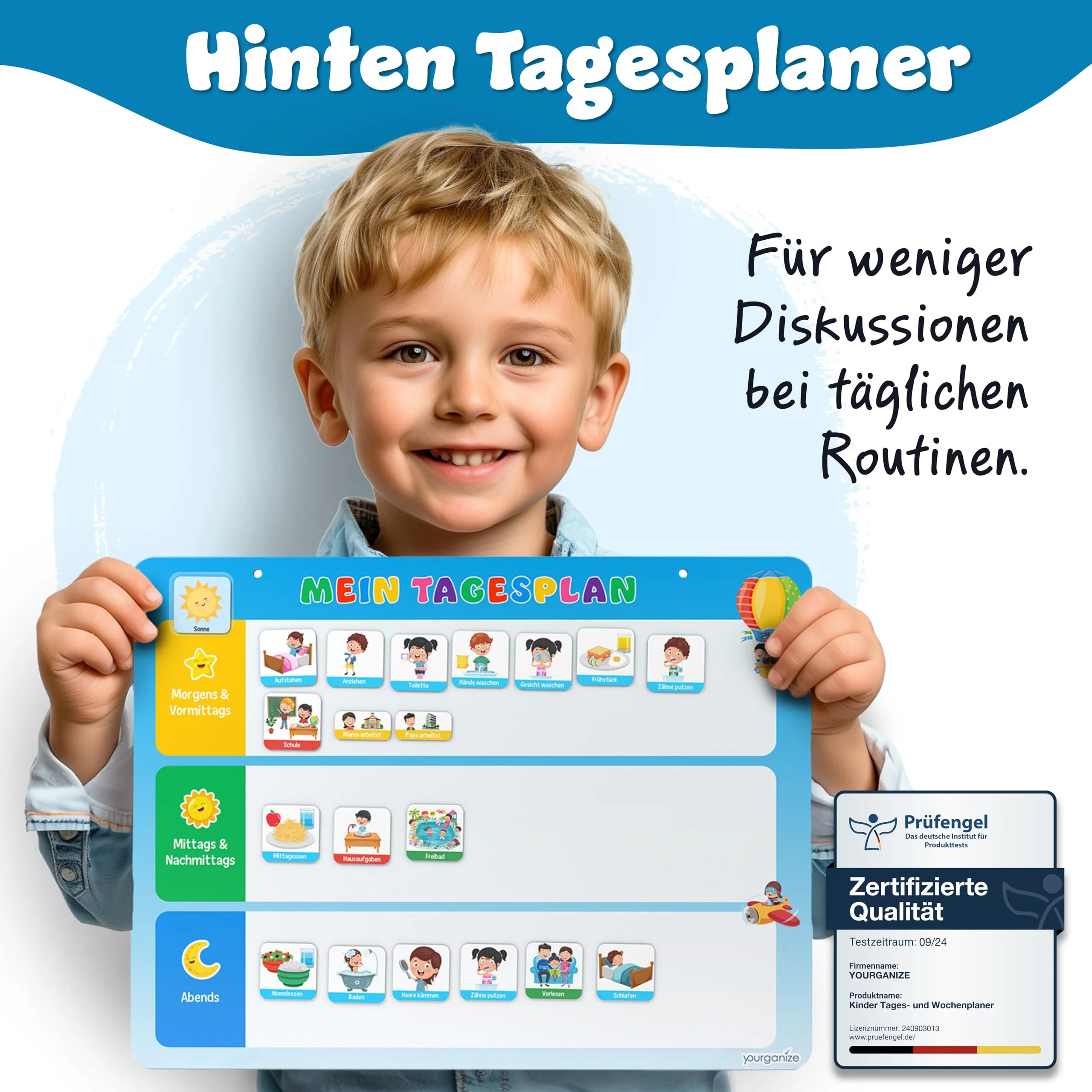 YOURGANIZE® 2-in-1 Wochenplaner Kinder & Tagesplaner Kinder inkl. 196 Magnete + 160 Sticker zum Personalisieren - Routine Planer Kinder - Image 8