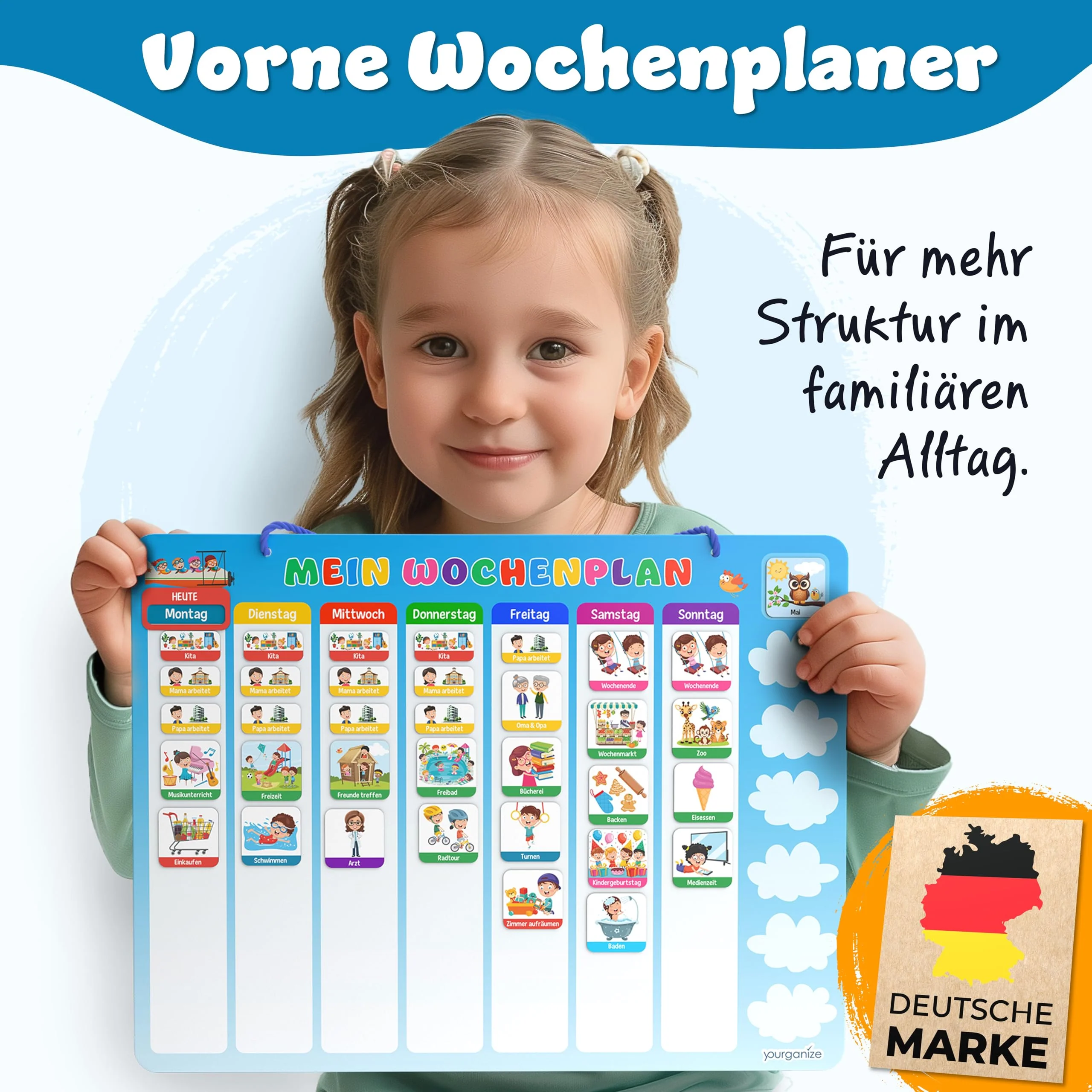YOURGANIZE® 2-in-1 Wochenplaner Kinder & Tagesplaner Kinder inkl. 196 Magnete + 160 Sticker zum Personalisieren - Routine Planer Kinder - Image 9