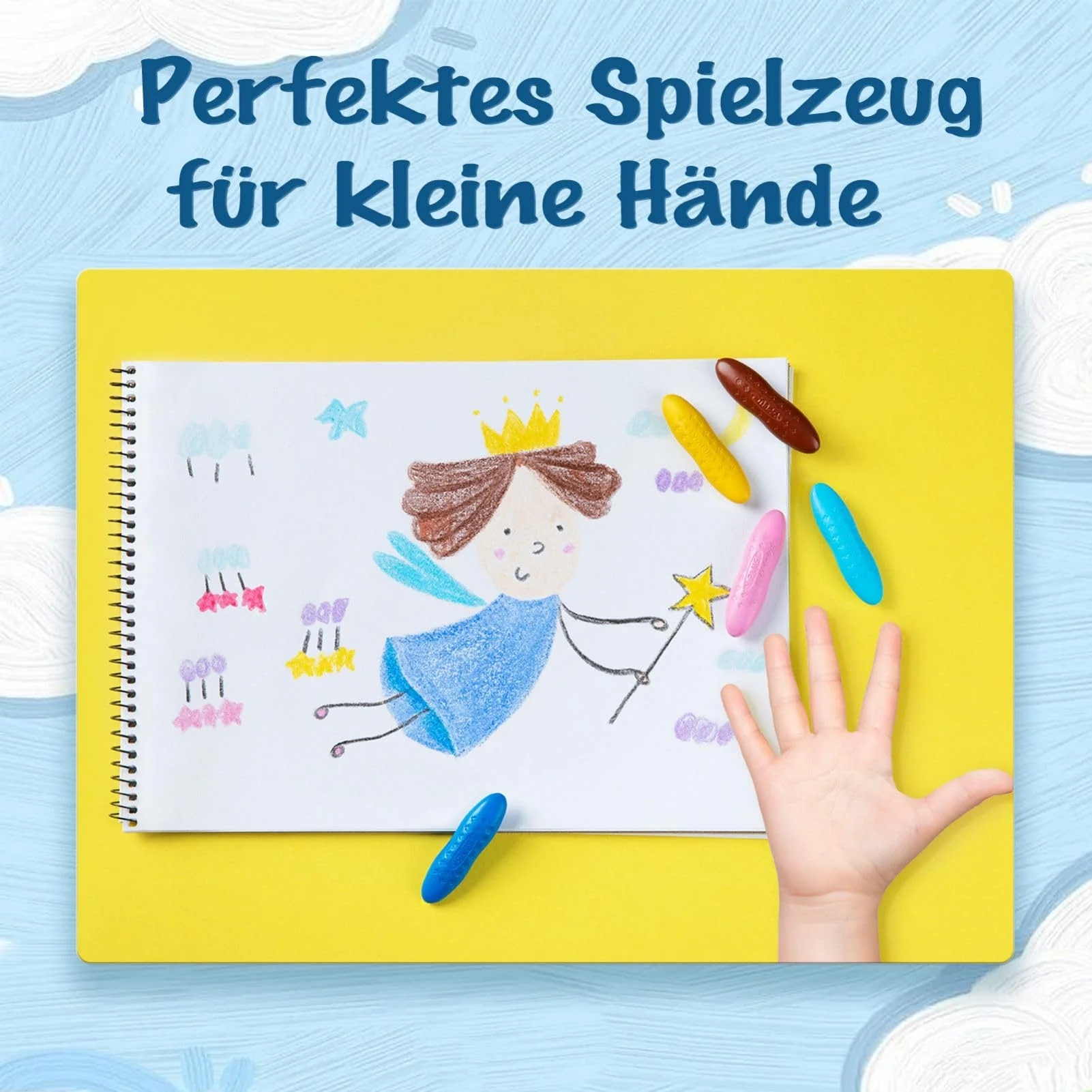 YPLUS Erdnuss Wachsmalstifte für Kleinkinder, 12 Farben, Ungiftige, Leicht zu Halten, Waschbare sichere Kleinkindmalstifte für Kinder Malzubehör - Image 4