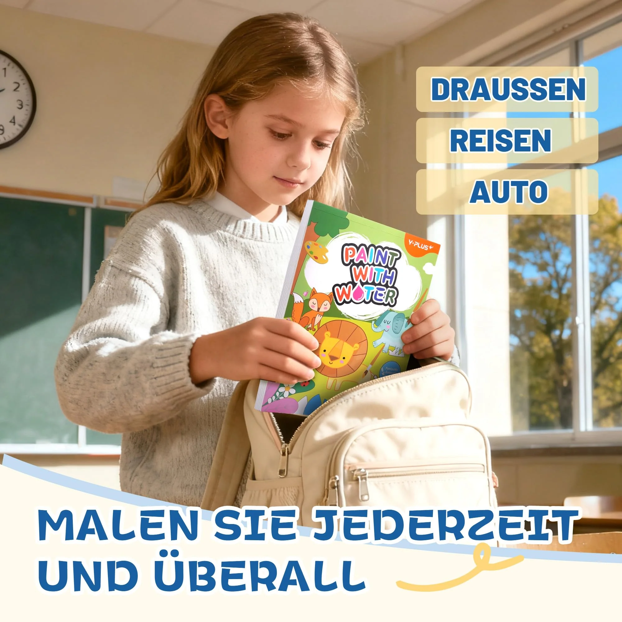 YPLUS Malbuch mit Wasserfarben für Kleinkinder, Aquarell-Malpapier für Kinder im Alter von 1–3, 2–4, magisches Buch, Kunsthandwerksgeschenk zum Zeichnen – Tier - Image 2