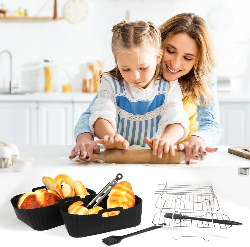 YQL Heißluftfritteuse Zubehör für Philips Airfryer 3000/Tefal EY9018 Dual Easy Fry, Silikonform Heißluftfritteuse & Airfryer Rack & Andere Airfryer Zubehör für Tefal 5,2/3,1 L, Philips NA350/00 (7PCS) - Image 9