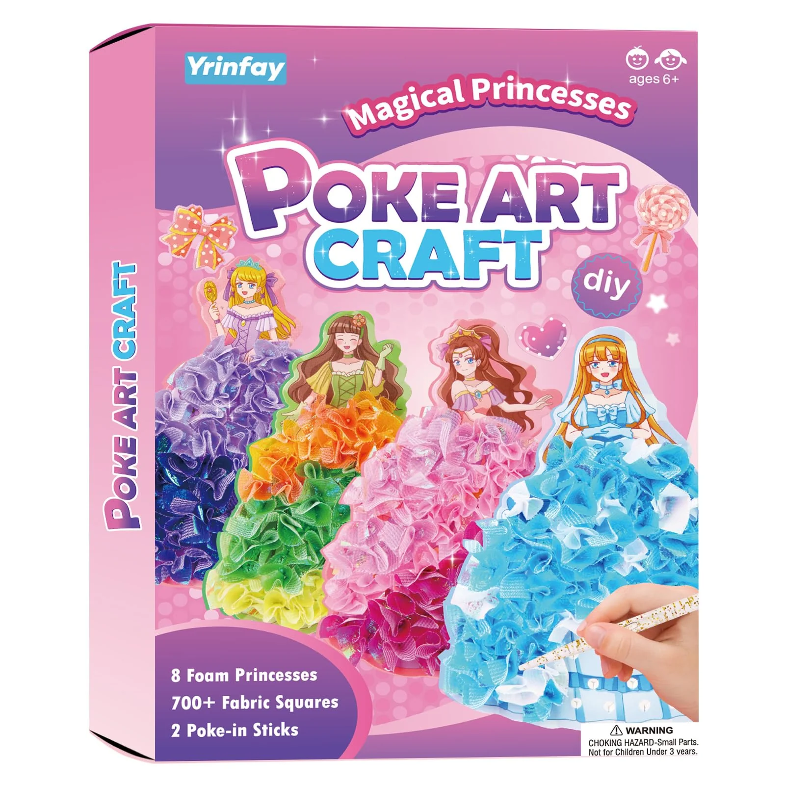 Yrinfay Poke Art Basteln Kinder - DIY 8 magische Prinzessinnen und 6 Accessoires - Prinzessin Bastelset Spielspielzeug für Mädchen 6 7 8 - Geschenk Mädchen Junge 9 10 11 12 Jahre