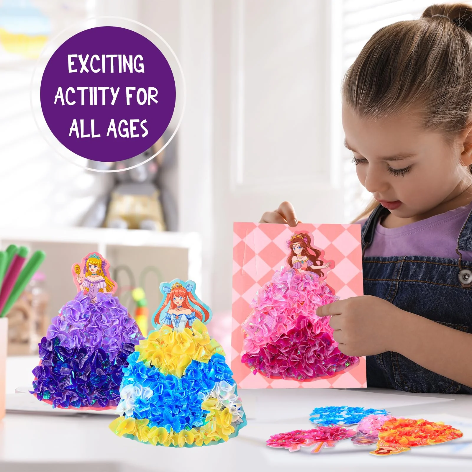 Yrinfay Poke Art Basteln Kinder - DIY 8 magische Prinzessinnen und 6 Accessoires - Prinzessin Bastelset Spielspielzeug für Mädchen 6 7 8 - Geschenk Mädchen Junge 9 10 11 12 Jahre - Image 4