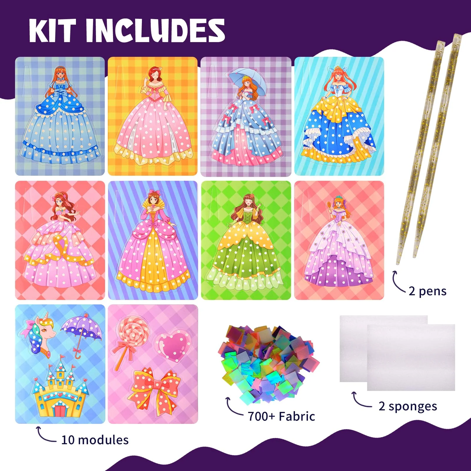 Yrinfay Poke Art Basteln Kinder - DIY 8 magische Prinzessinnen und 6 Accessoires - Prinzessin Bastelset Spielspielzeug für Mädchen 6 7 8 - Geschenk Mädchen Junge 9 10 11 12 Jahre - Image 5