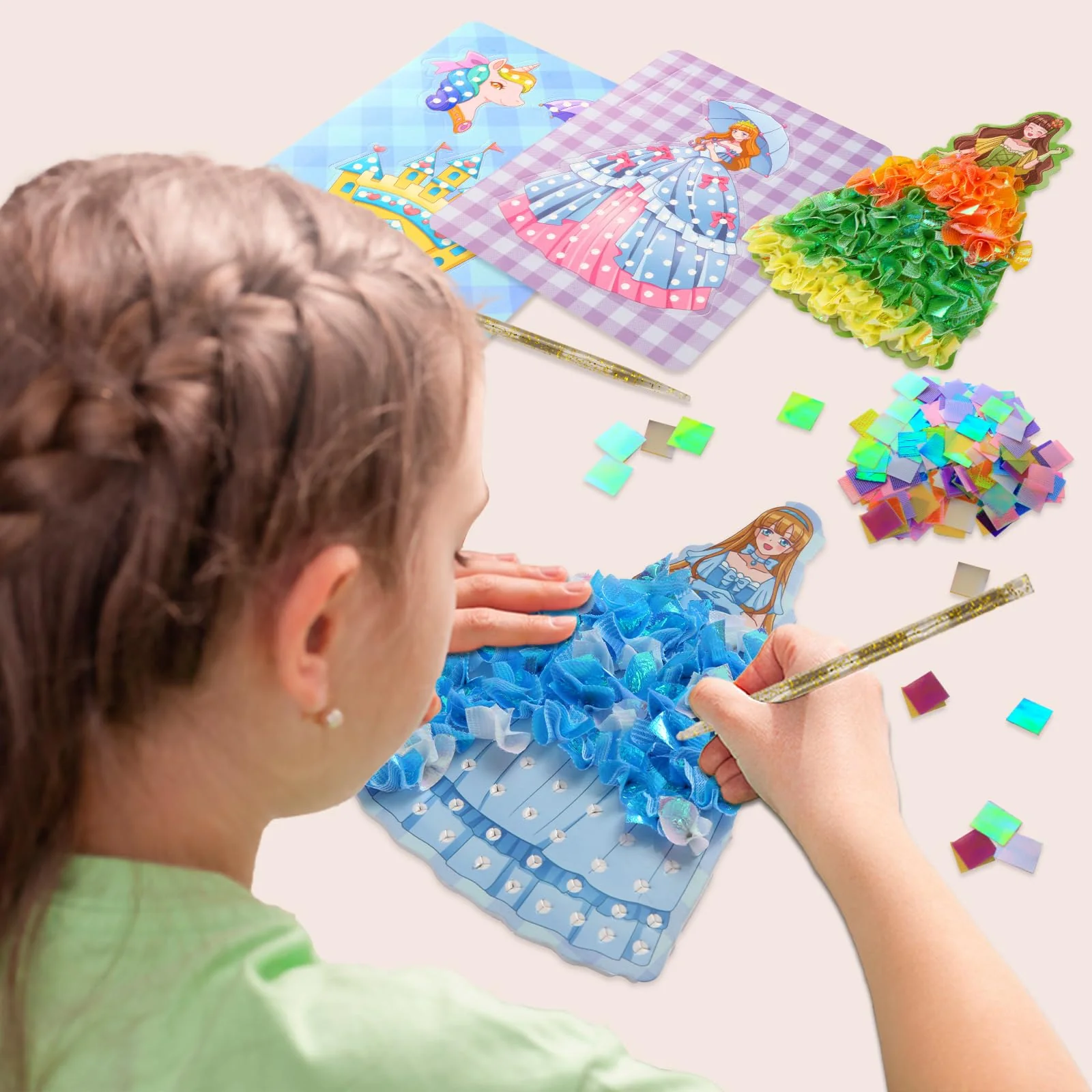 Yrinfay Poke Art Basteln Kinder - DIY 8 magische Prinzessinnen und 6 Accessoires - Prinzessin Bastelset Spielspielzeug für Mädchen 6 7 8 - Geschenk Mädchen Junge 9 10 11 12 Jahre - Image 6