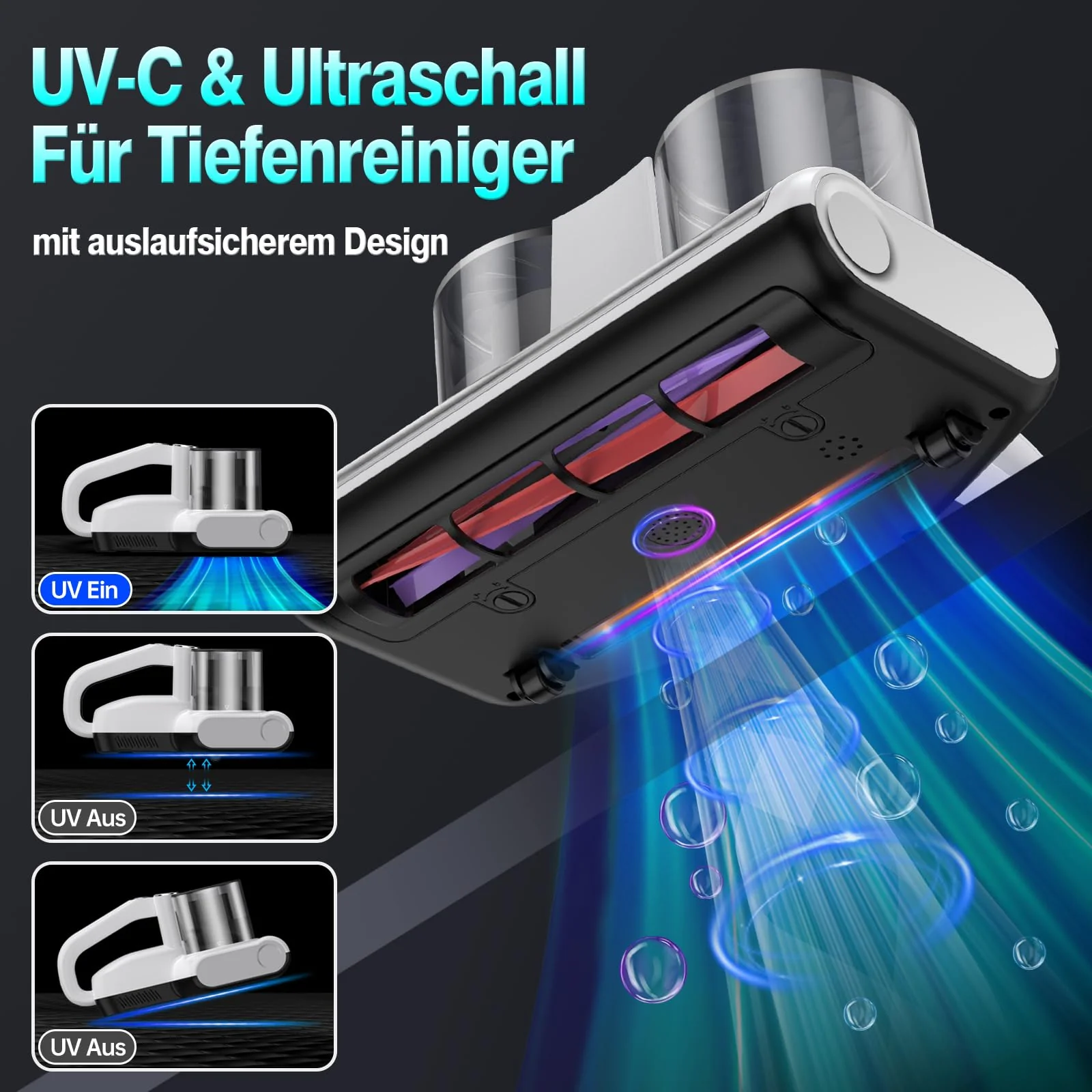 YUFAC Milbensauger für Matratze, 16Kpa Matratzenreiniger Bettstaubsauger mit UV-Licht, Heißluftfunktion, Staubmilben-Sensor, Ultraschall, HEPA-Filter, 500W Handstaubsauger für Matratze Sofa Bett, Weiß - Image 8