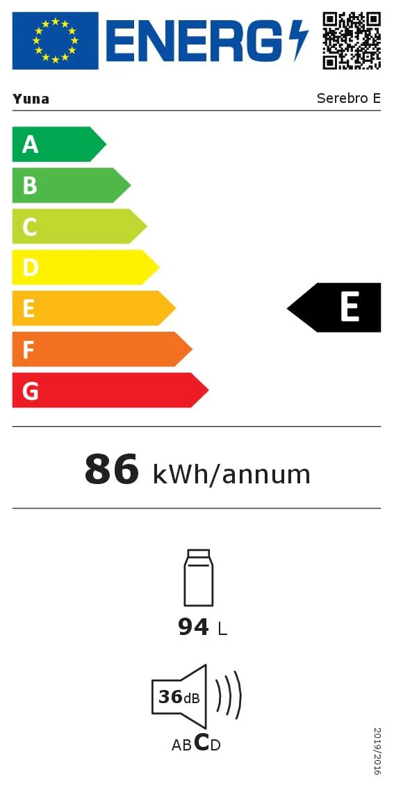YUNA Kühlschrank SEREBRO E mit Fresh Zone/ 94L Nutzinhalt/Vollraumkühlschrank/ 84 cm hoch/ 86 kWh/Jahr/Türanschlag wechselbar/Leiser Betrieb 36 dB/Silbern - Image 2