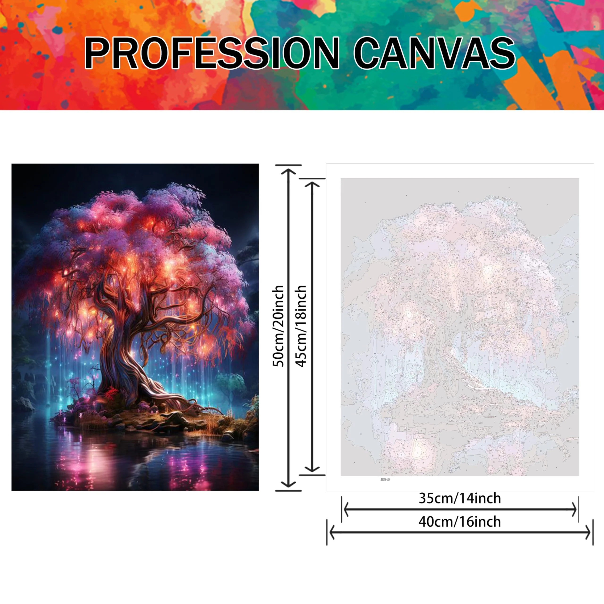 Yunruily Baum des Lebens malen nach Zahlen Kits für Erwachsene-Baum des Lebens malen nach Zahlen Erwachsene,Aufstellen malen nach Zahlen auf Leinwand für Geschenke nach Hause Wanddekoration(40cmx50cm) - Image 6