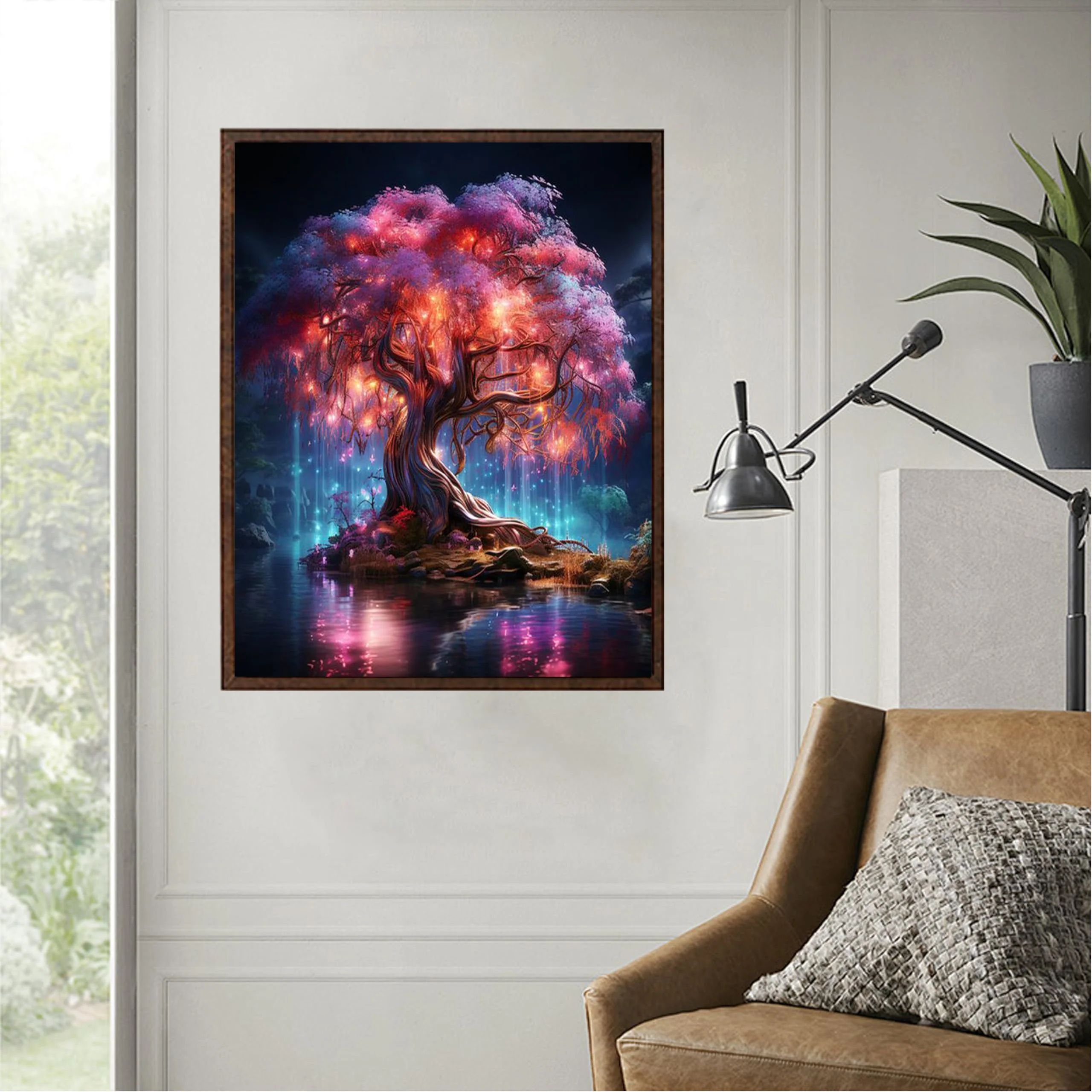 Yunruily Baum des Lebens malen nach Zahlen Kits für Erwachsene-Baum des Lebens malen nach Zahlen Erwachsene,Aufstellen malen nach Zahlen auf Leinwand für Geschenke nach Hause Wanddekoration(40cmx50cm) - Image 8