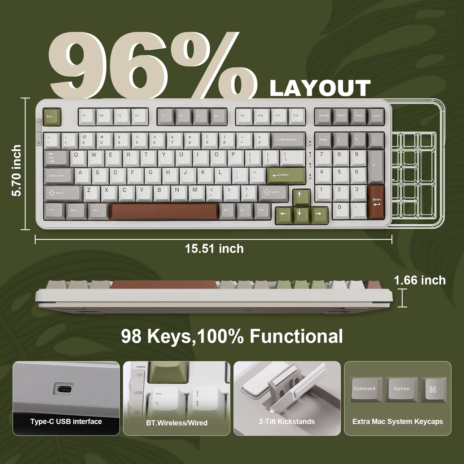 YUNZII B98 Wireless Mechanical Keyboard, Hot Swappable Custom Keyboard with Numpad, Pre-lubed Linear Switches, Gasket Mounted RGB Backlit Gaming Keyboard (beige, Cocoa Cream v2 linear Switch) - Image 6