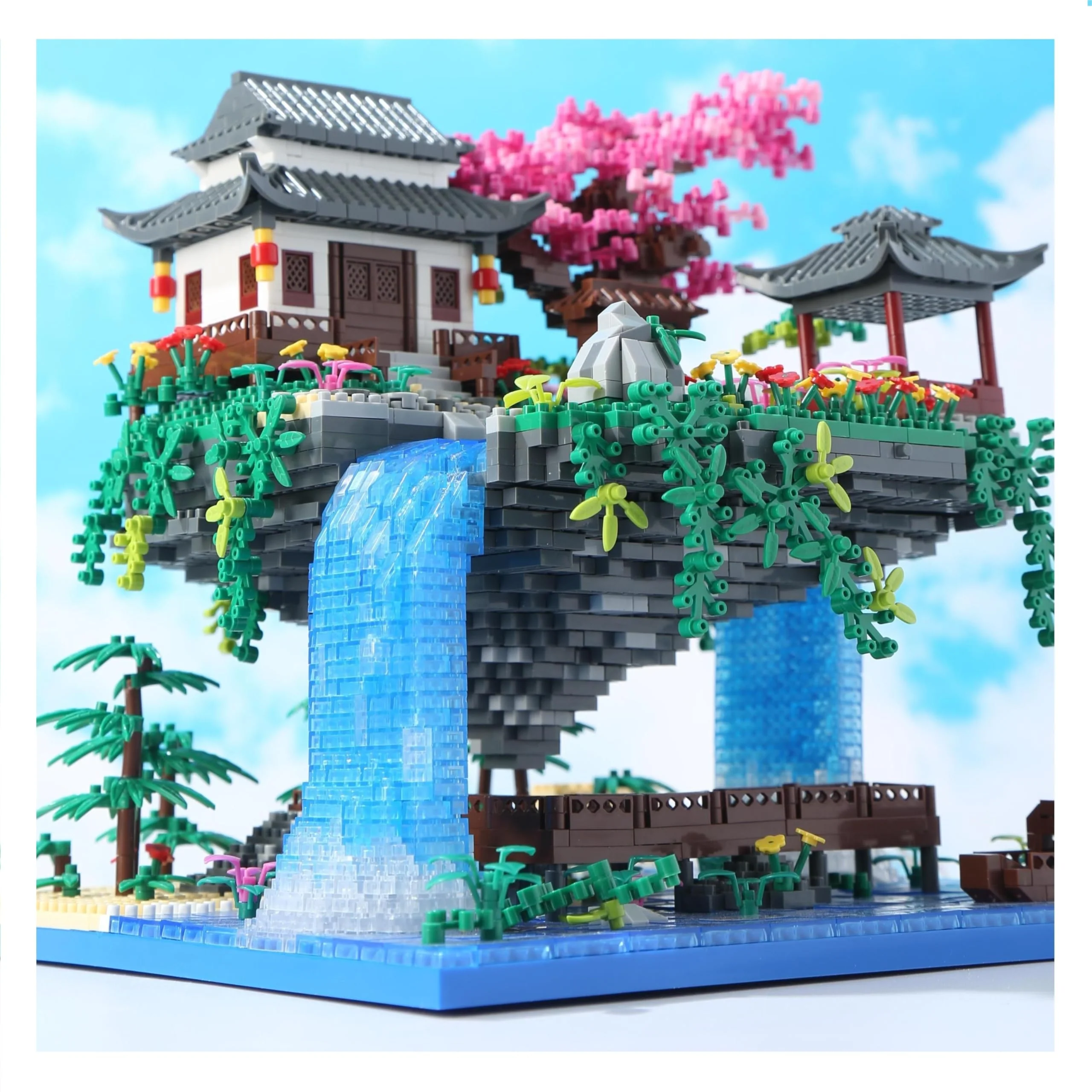 Yushinv Sakura Baumhaus Bauklötze Kit mit Geschenkbox 3320 Stück,Original Musik Kirschbaum Bonsai Baukasten Typ:Symphony, Japan Sakura Baumhaus Lichter Baukasten,Bonsai Baum Kirschblüten Baustein - Image 2