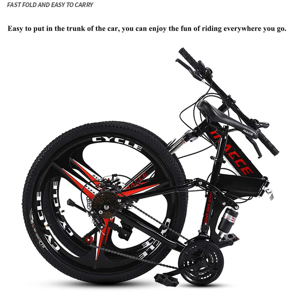 YXYBABA Faltbares Mountainbike 24 Zoll 24 Gang Fahrrad Vollgefedert MTB Schaltung Dual Disc Bremsen Mountainbike Erwachsene Mountainbike 24 Gang Drei Cutter Rad - Image 7