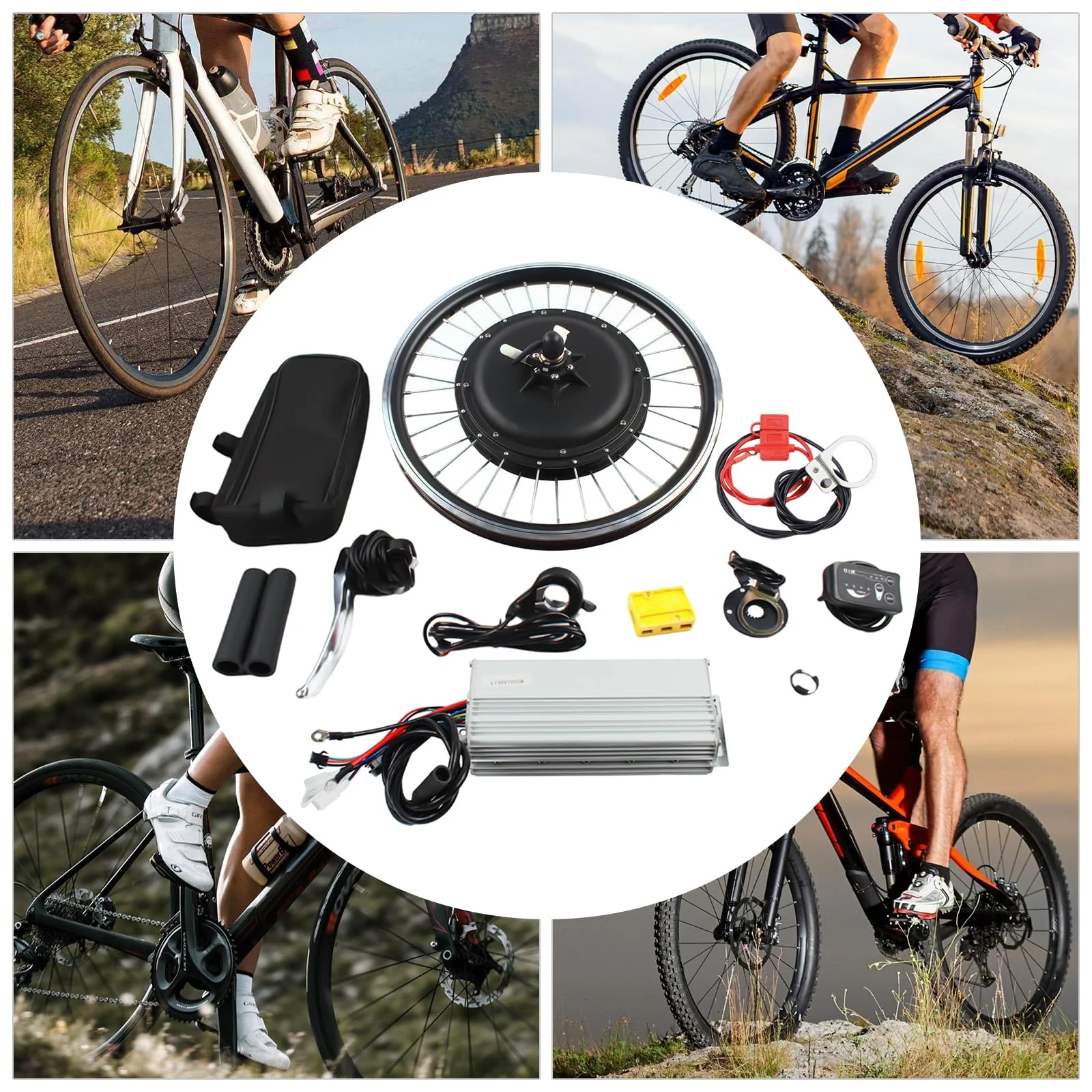 YyanLAK Elektrofahrrad Umbausatz, 20 Zoll 48V 1000W Laufradsatz Ebike, Elektrofahrrad Hinterrad Ebike LED Nabenmotor Umbausatz - Image 2
