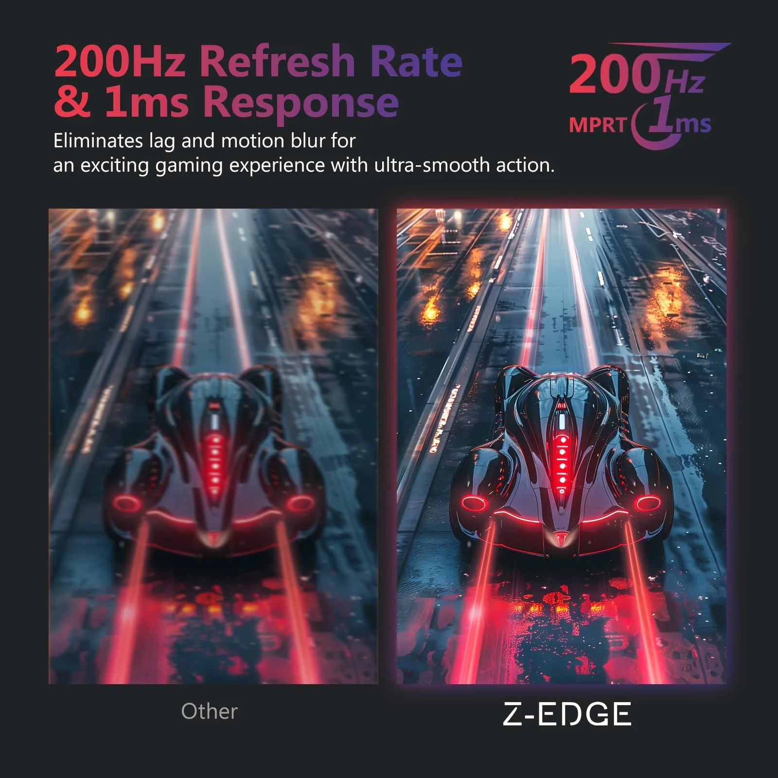Z-Edge 30 Zoll Ultrawide Curved Gaming Monitor 200Hz(DP) 165Hz(HDMI) 1ms MPRT, 2560x1080 VA Panel, 21:9 R1500 Curved Bildschirm, 300cd/m² Helligkeit, FreeSync, HDMI & DisplayPort, Schwarz - Image 3