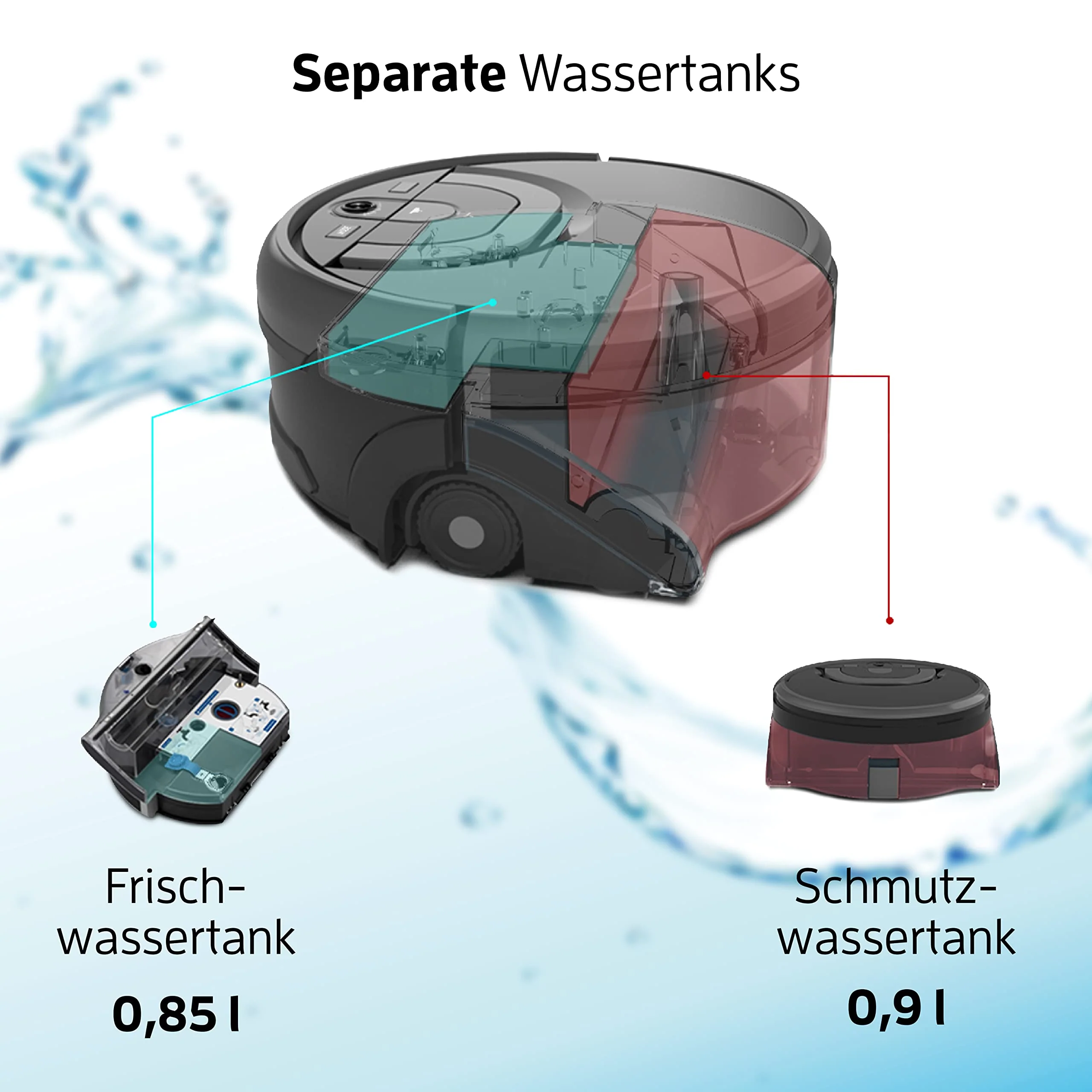 ZACO W450 Wischroboter mit getrennten Frisch- & Schmutzwassertank, bis 80 Min Nass wischen, automatischer Wischer für Hartboden, Holzboden & Parkett, intelligente Navigation, App & Alexa Steuerung - Image 7