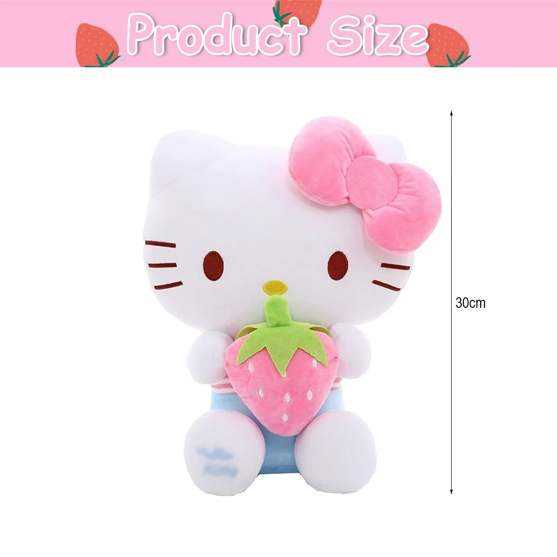 Zaloife Plüschtier Katze, Kuscheltier Katze Erdbeeren 30 cm, Kitty Stofftier Plüsch, Plush Weiß Puppe Geschenk für Kinder - Image 7
