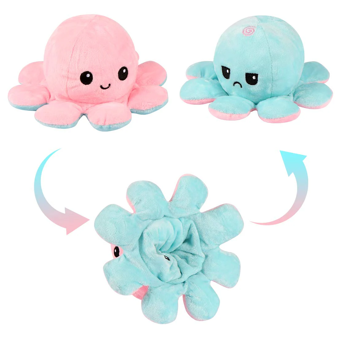 Zaloife Reversible Plüschtier Octopus - Doppelseitiges Flip Kuscheltier, Stofftier Spielzeug Geschenke für Kinder, Mädchen, Jungen und Freunde - Image 6