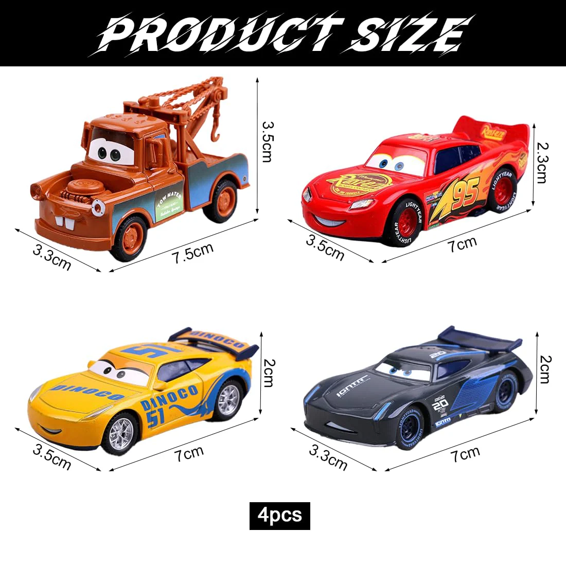 Zaloife Spielzeugauto Set, 4 Pack Kinderidee Spielfahrzeuge Toy Cars Autos, Lightning Spielzeugauto Geschenk für Kinder ab 3 Jahre - Image 2