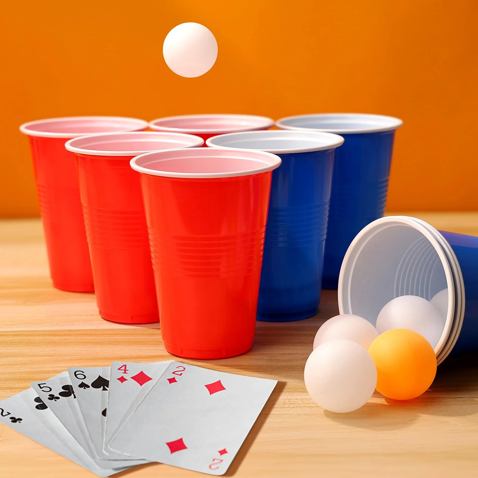 Zeawavsl Bierpong Becher Set, Beer Pong Becher Enthält 50 Becher und 12 Tischtennisbälle, 500ML Beerpongbecher Wiederverwendbare Beerpong Partybecher für Party Trinkspiele Camping Geburtstag Hochzeit - Image 5