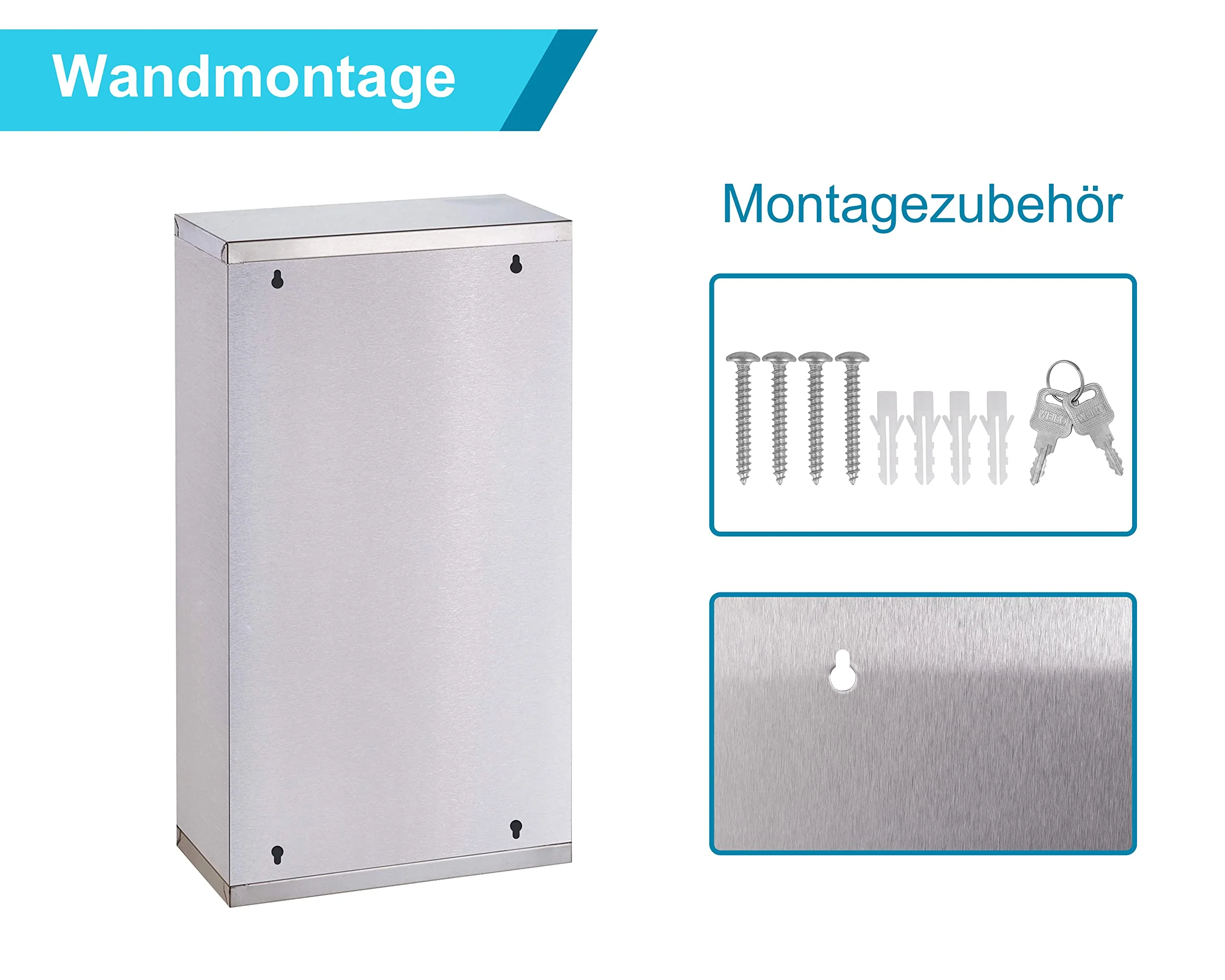 Zedelmaier Medizinschrank aus Edelstahl,Medikamenten Aufbewahrung,Medikamentenschrank 4 Fächer,Apothekerschrank,Medizinschrank hängend,Abschließbarer Medizinschrank,57 x 27 x 12 cm,Weiß - Image 2