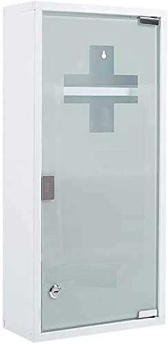 Zedelmaier Medizinschrank aus Edelstahl,Medikamenten Aufbewahrung,Medikamentenschrank 4 Fächer,Apothekerschrank,Medizinschrank hängend,Abschließbarer Medizinschrank,57 x 27 x 12 cm,Weiß - Image 3