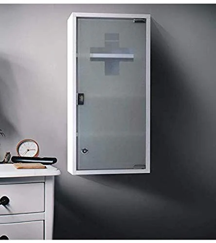 Zedelmaier Medizinschrank aus Edelstahl,Medikamenten Aufbewahrung,Medikamentenschrank 4 Fächer,Apothekerschrank,Medizinschrank hängend,Abschließbarer Medizinschrank,57 x 27 x 12 cm,Weiß - Image 4