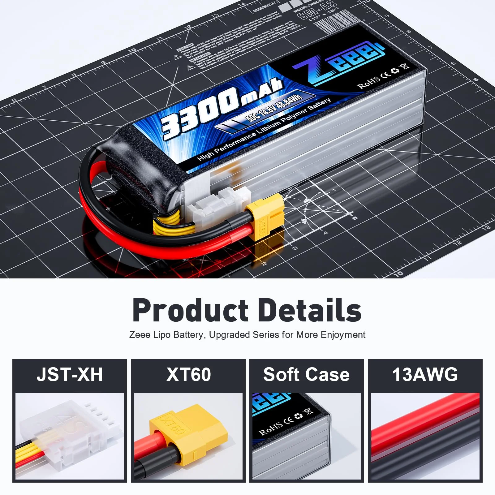 Zeee 4S Lipo Akku 14,8V 50C 3300mAh RC Batterie mit XT60 Stecker für RC Auto Truck Flugzeug Heilikopter Boot RC Hobby (2 Packungen) - Image 6