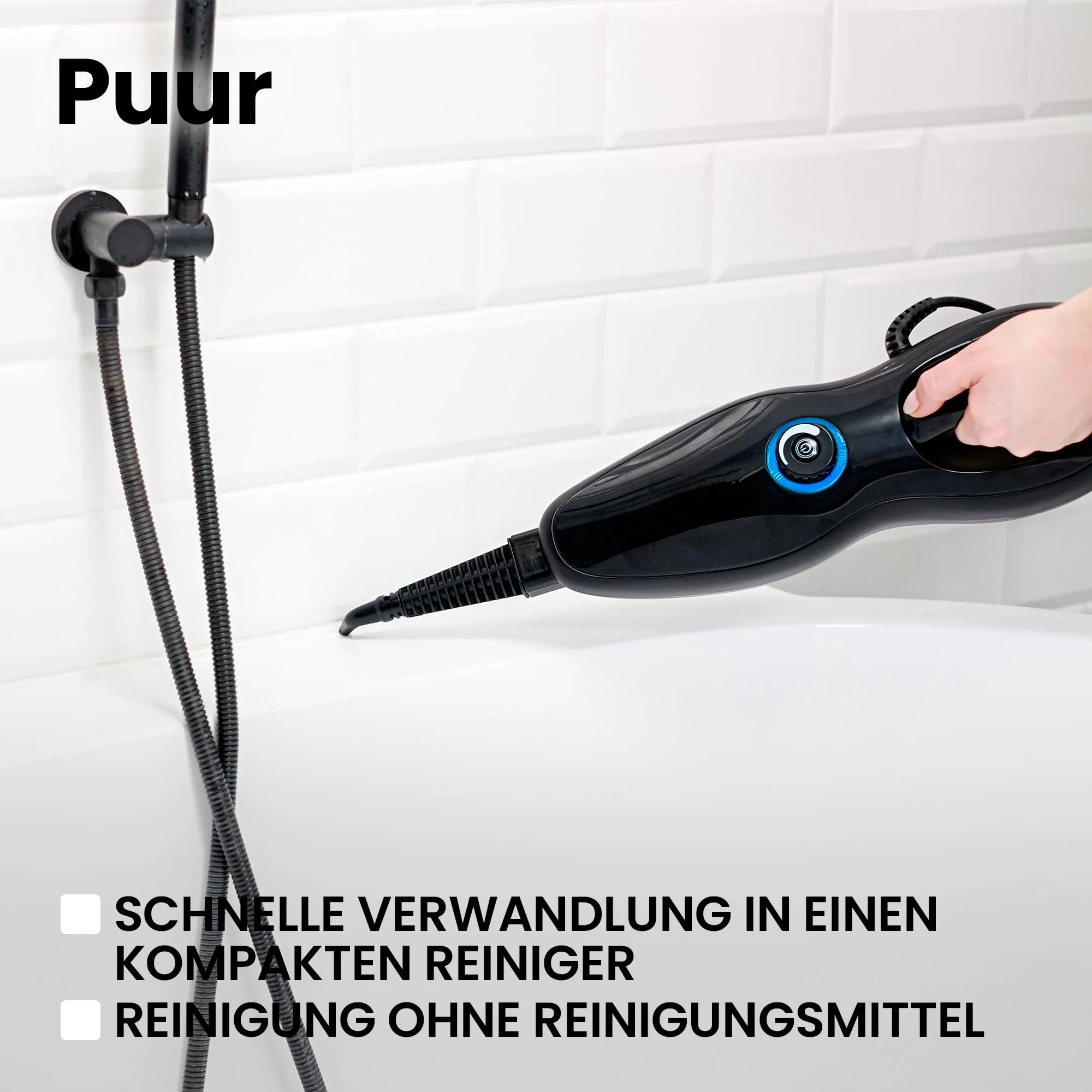 Zeegma PUUR Dampfreiniger chemikalienfreie Reinigung einsatzbereit in 25 Sekunden 7 verschiedene Aufsätze 2 Wasserfilter 5m Kabellänge Leistung 1500 W - Image 2