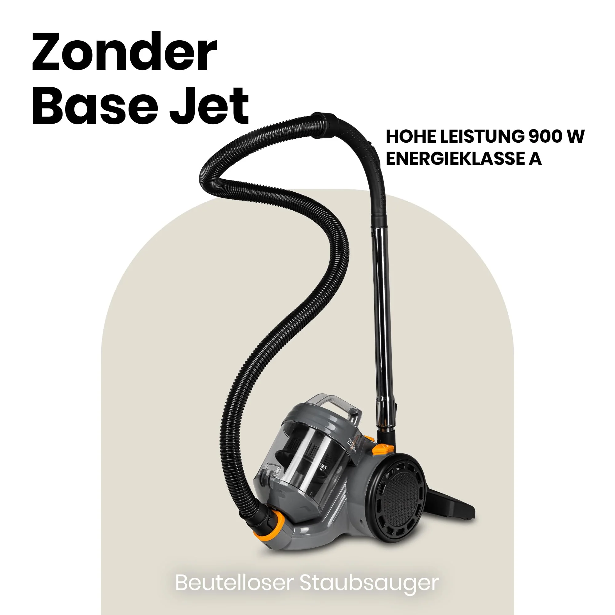ZEEGMA Zonder Base Jet Staubsauger beutellos mit Set von Aufsätzen, Leistung 899W Saugleistung 20 000 Pa, Zyklontechnologie, Turbobürste, 2 HEPA Filter, Staubbehälter 2L - Image 2