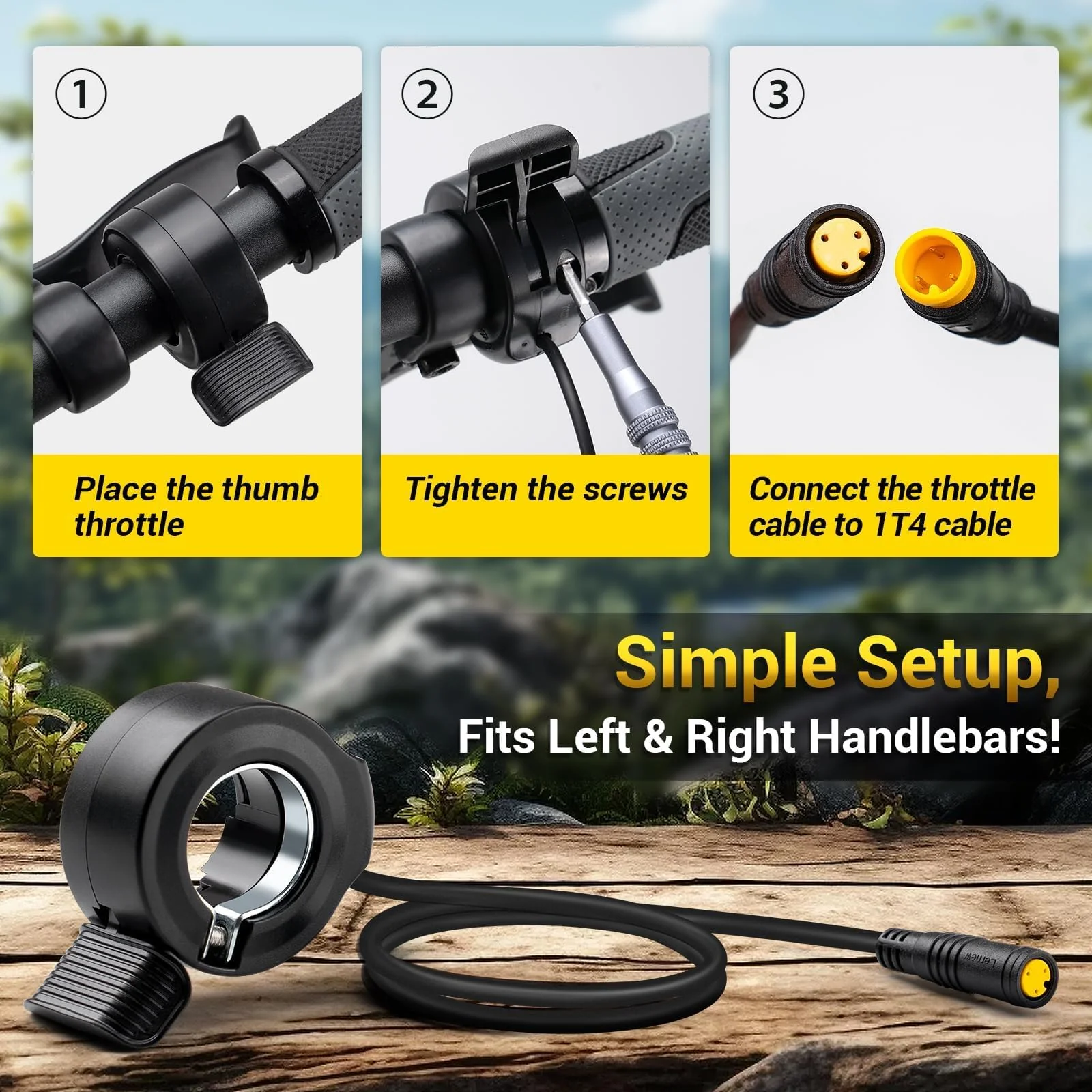 Zeekpowa Daumengas e Bike für Bafang 3 Pin Buchse Speed Throttle für BBS01B BBS02B BBS-HD Mid Drive Motor eBike Umbausätze E-Bike Daumendrossel Drossel mit 17,7 Zoll Kabel - Image 2