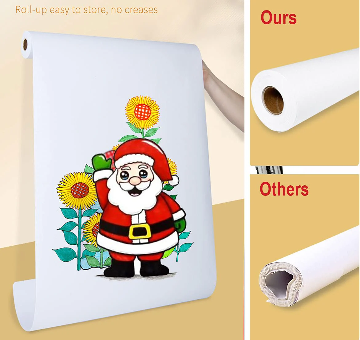 Zeichenpapier Rolle, 44cm x 15m Weiße Papierrolle, 70g/m² Zeichenrolle Kinder Künstler Skizze Malerei Papier, Recycelte Staffeleipapier für Kleinkinder Kinder Studenten (1 Stück) - Image 4