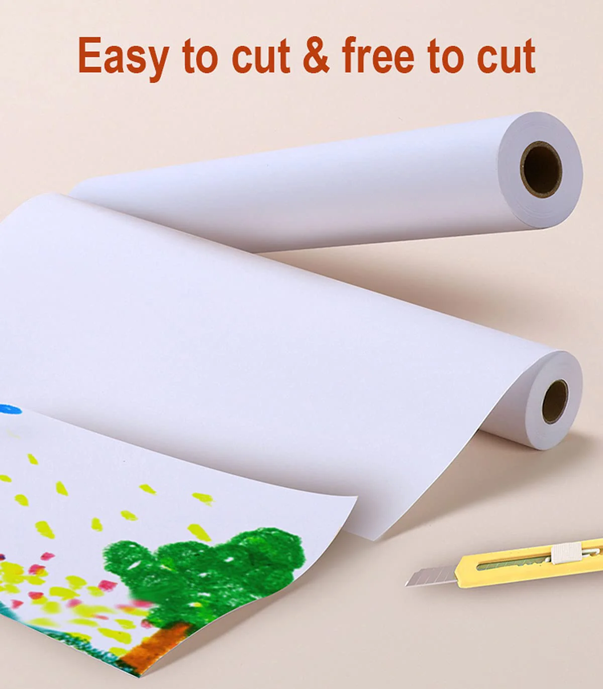 Zeichenpapier Rolle, 44cm x 15m Weiße Papierrolle, 70g/m² Zeichenrolle Kinder Künstler Skizze Malerei Papier, Recycelte Staffeleipapier für Kleinkinder Kinder Studenten (1 Stück) - Image 5