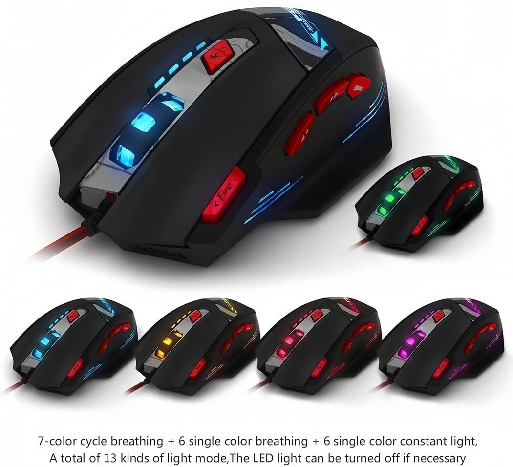 zelotes T90 Gaming Maus 9200 DPI, 8 Programmierbare Tasten, Multi-Modi LED, USB Gaming Maus, Gewichtstuning für Pro Gamer - Image 5
