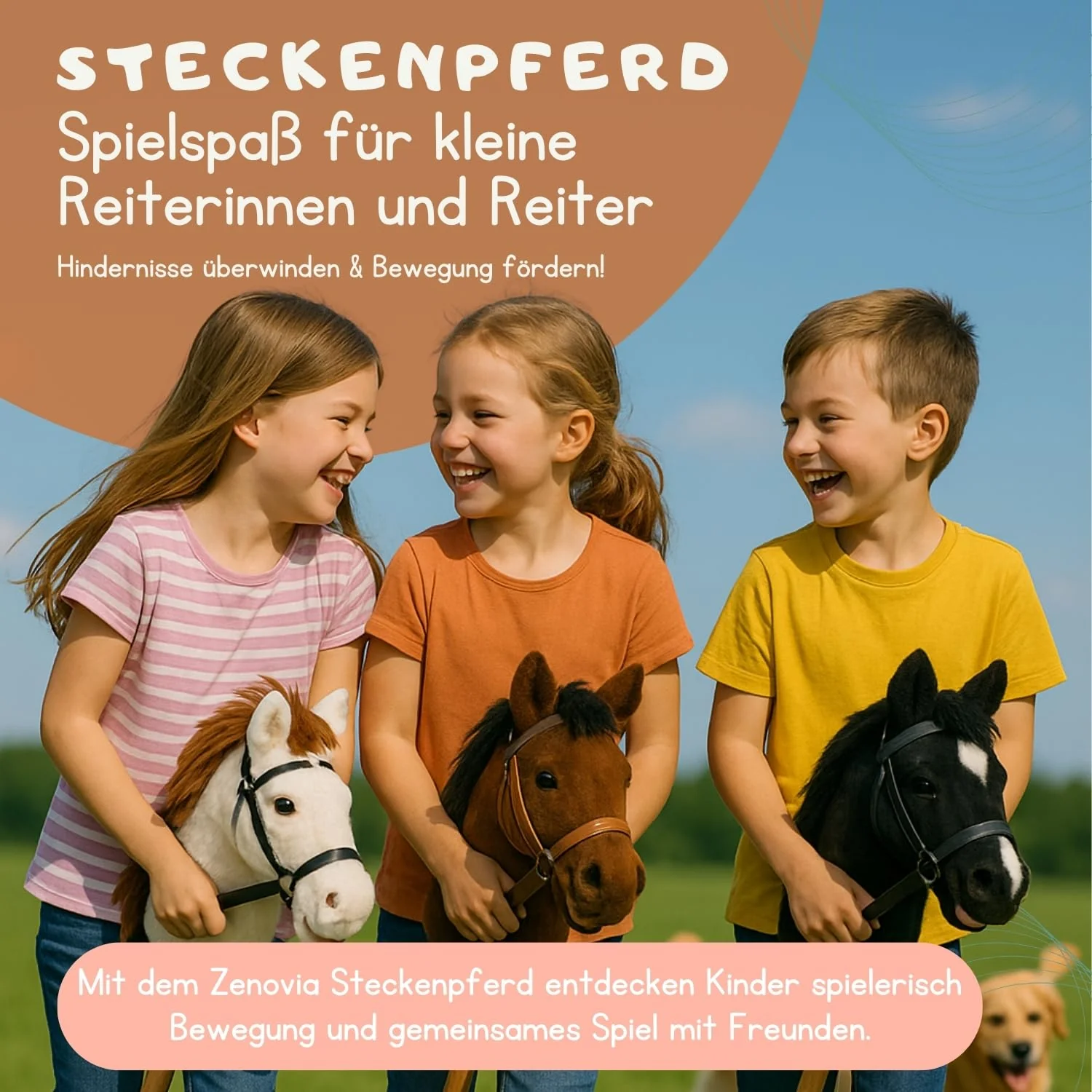Zenovia Hobby Horse Steckenpferd Braun – Stockpferd für Kinder – ohne Räder & Griffe – Turniergeeignet – Abnehmbarer Stab – Geschenkverpackung – Reitspielzeug für drinnen & draußen - Image 3