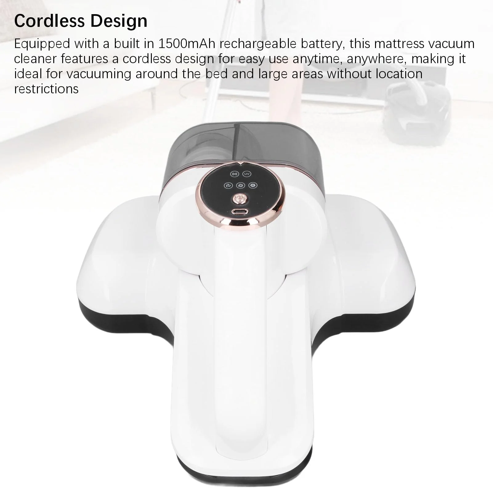 Zerodis Matratze Varuumreiniger 10 KPa Strong Saug 3 Zahnrad Einstellung LED -Bildschirm Kabelless Stoffreiniger für Sofa Bettkissen - Image 3