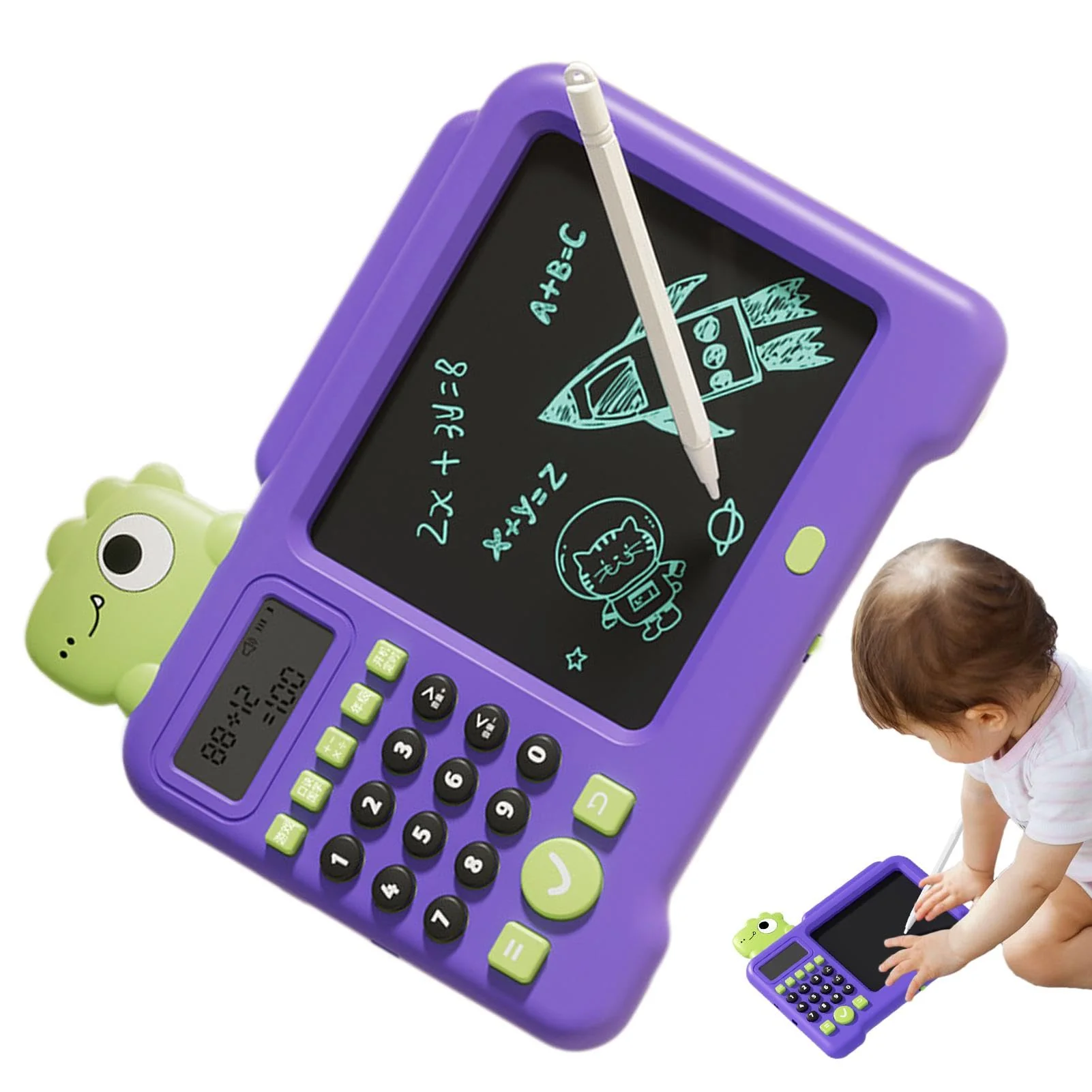 Zestvria LCD-Schreibtablett, LCD-Schreibtablett für Kinder,2-in-1 elektrisches Spielzeug-Zeichnungs- und Schreibtablett - Löschbares buntes Lernspielzeug National Learning löschbares Doodle-Brett für - Image 3