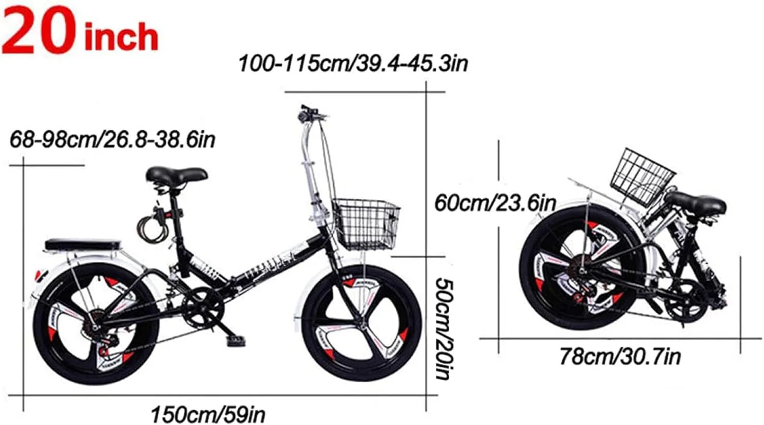 ZHANGshouf Klapprad, Kleines Fahrrad mit Scheibenbremsen und Gangschaltung, für Bergstraßen und Regen- und Schneestraßen, Legierung, Aluminium-Klapprad 20 Zoll - Image 8